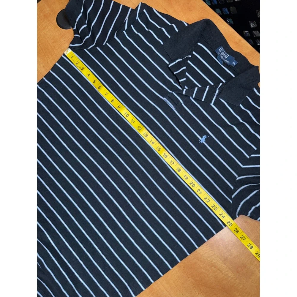 Polo Ralph Lauren Mens XL Black Striped Short Sleeve Cotton Polo Shirt